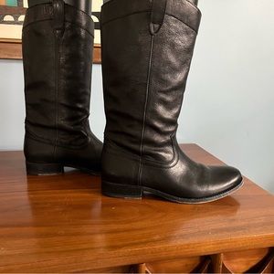 frye women's black leather billy pull on